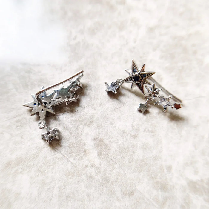 925 Sterling Silver Boho Star Ear Climber Earrings For Women