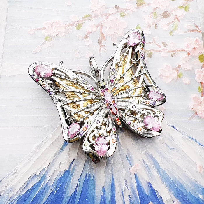 925 Sterling Silver Boho Butterfly Pendant Winter Nature Wealth Gift For Women