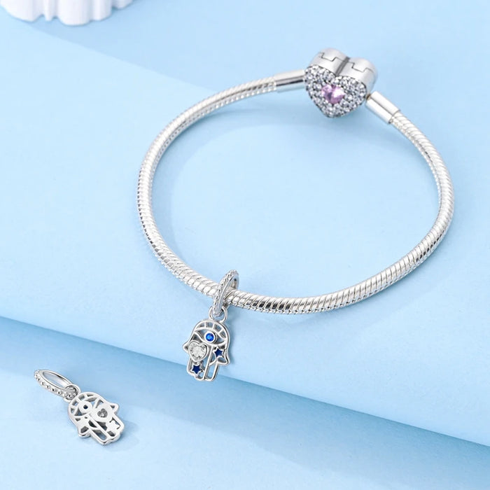 925 Sterling Silver Palm Eye Pendant Fits Bracelets & Necklaces Women Gift