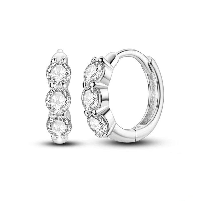 925 Sterling Silver Round Zirconia Hoop Earrings For Women Fine Jewelry