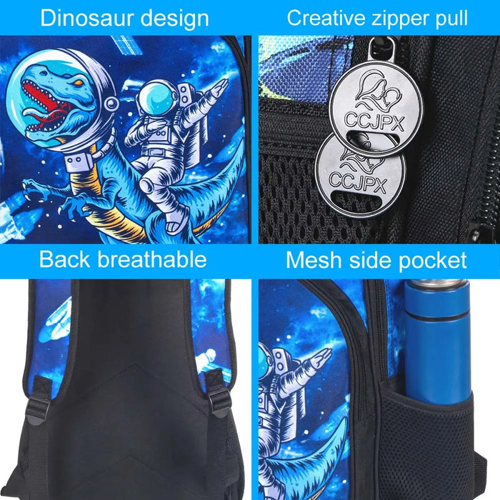3 Piece Boys Backpack Set 16 Dinosaur Bookbag Lunch Box Elementary School Bag
