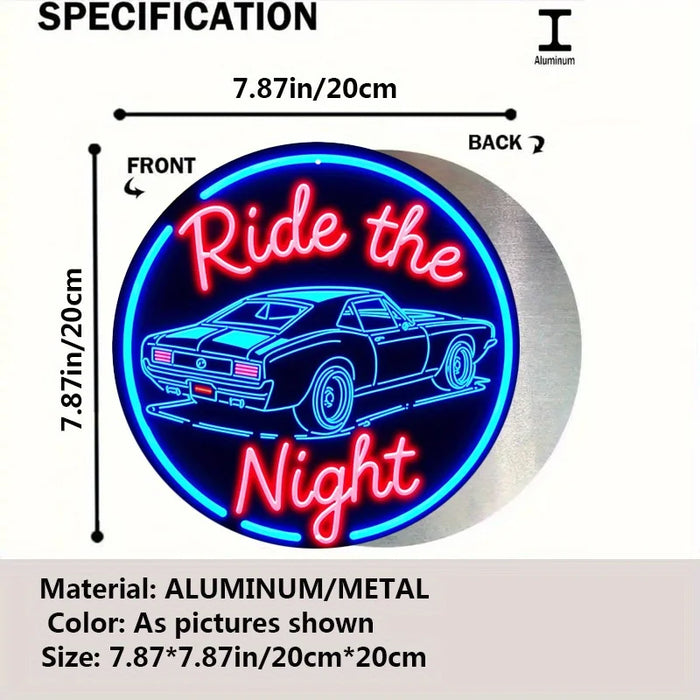 Vintage Muscle Car Neon Sign Night Ride Wall Art