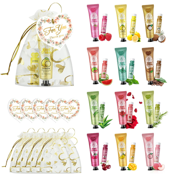 12 Piece Hand Care Set With Lip Balm Net Bag And Thank You Card