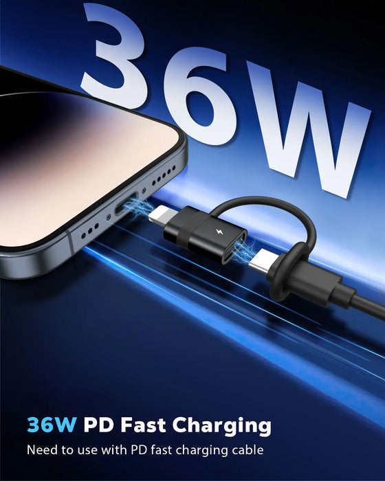 For Iphone 14 Usb C To Lightning Adapter With 36W Pd Fast Charging Not For Audio / Otg Usb-C Female To Lightning Male Adapter