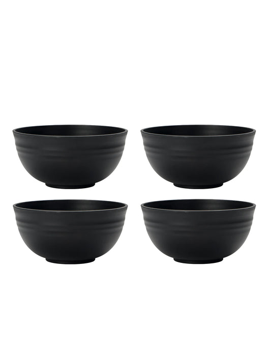 4 / 6 / 8 Piece Reusable Black Plastic Dinner Bowls Ideal For Food Dessert Camping