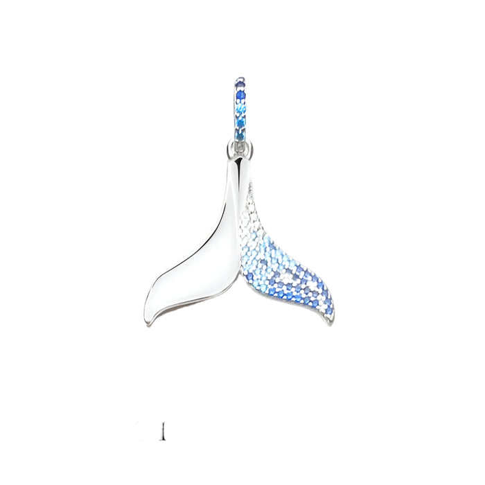 925 Sterling Silver Blue Tail Fin Pendant Cheerful Accessory For Women