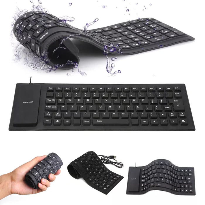 Flexible Waterproof Gaming Keyboard 85 Keys Usb Wired Foldable For Macbook