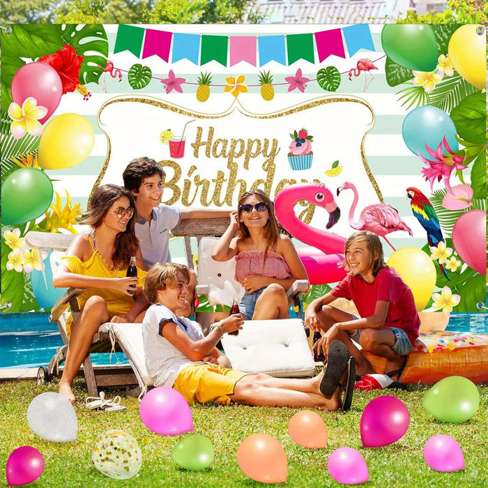 113 Pcs Hawaiian Themed Balloon Set Suitable For Birthdays Swimming Pools And Beach Events Anniversaries Graduation Summer