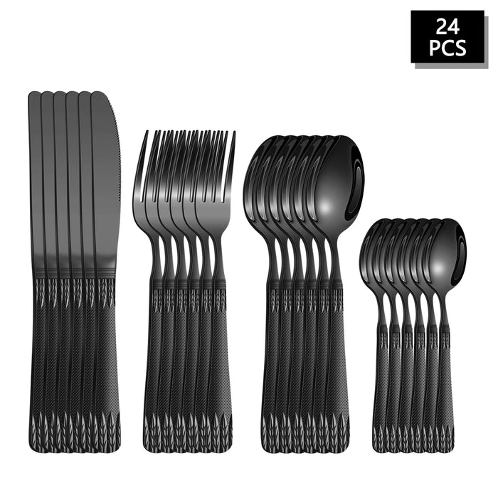 4 / 16 / 24 Piece Stainless Steel Cutlery Set With Wheat Ear Handle