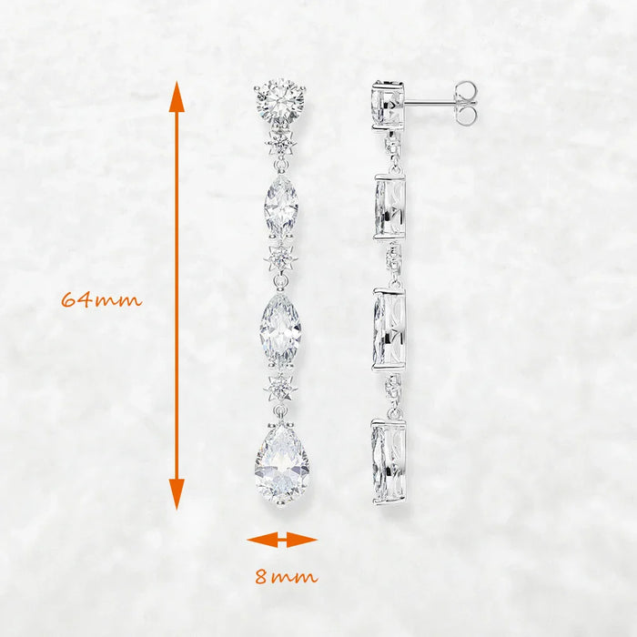 925 Sterling Silver Tear Drop Earrings White Zircon Jewelry For Women