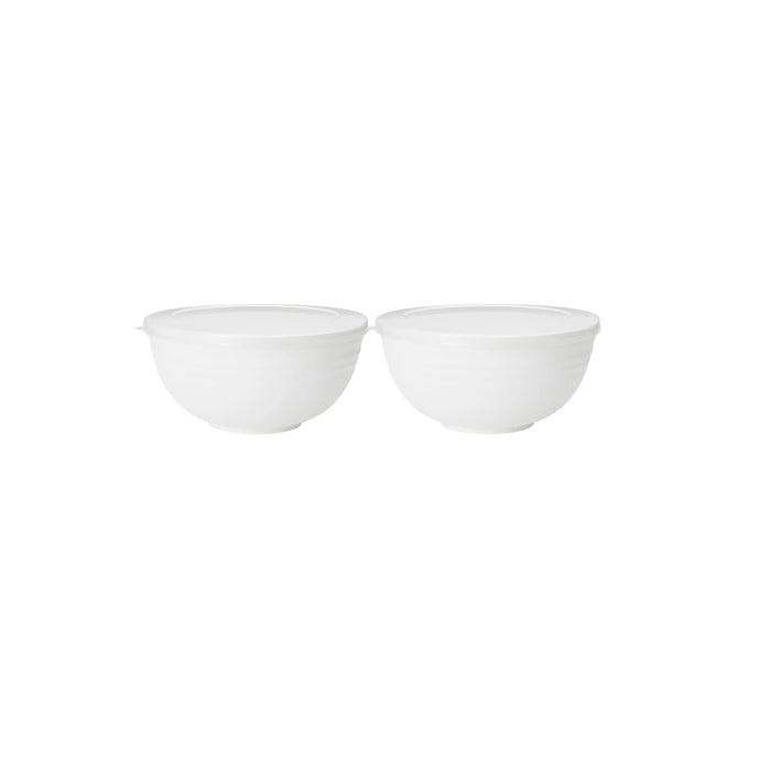 2 / 4 / 6 Piece Reusable White Plastic Bowls With Lids