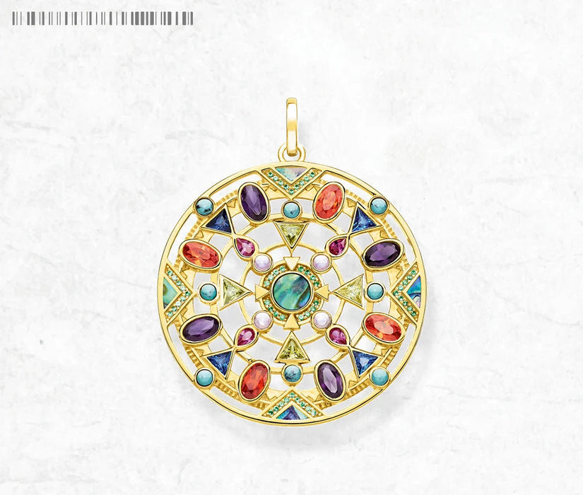 925 Sterling Silver Golden Colourful Amulet Pendant Jewelry For Women