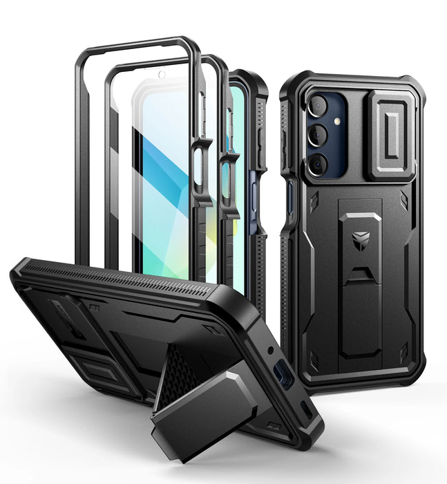 For Samsung Galaxy A16-5G Heavy Duty Military Grade Protection Shockproof Case With Bulit-In Magnetic Slide Camera Case