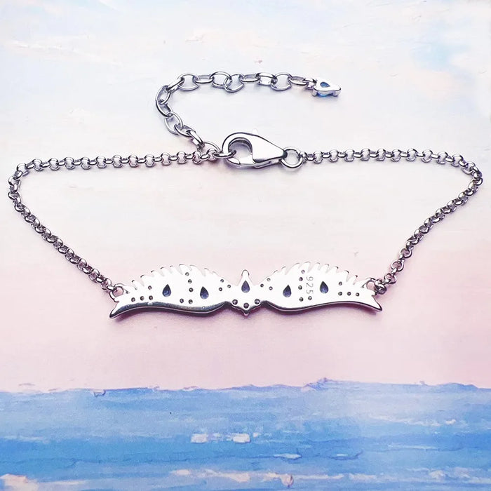 925 Sterling Silver Blue Phoenix Wing Bracelet Chain For Women Boho