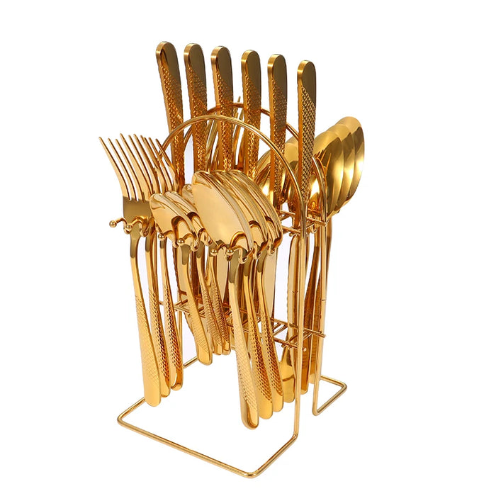 24 Piece Stainless Steel Tableware Set With Star Design