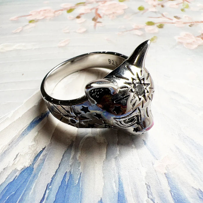 925 Sterling Silver Boho Magic Cat Ring For Women