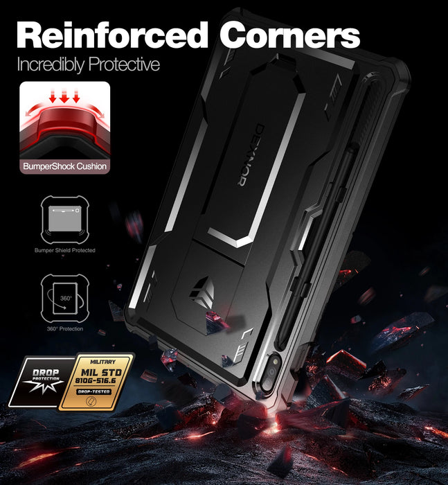 For Samsung Galaxy Tab S7 S8 Built In Screen Protector & Kickstand With S Pen Holder Heavy Shockproof Full Body Protective Case