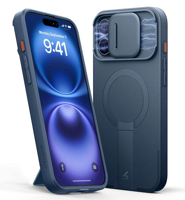 For Iphone 16 Pro Max Slide Camera Shockproof Protective Case With Stand