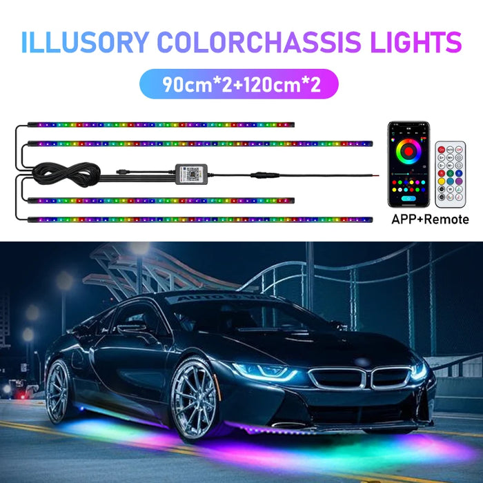 12V Rgb Car Underglow Light Strip App Control