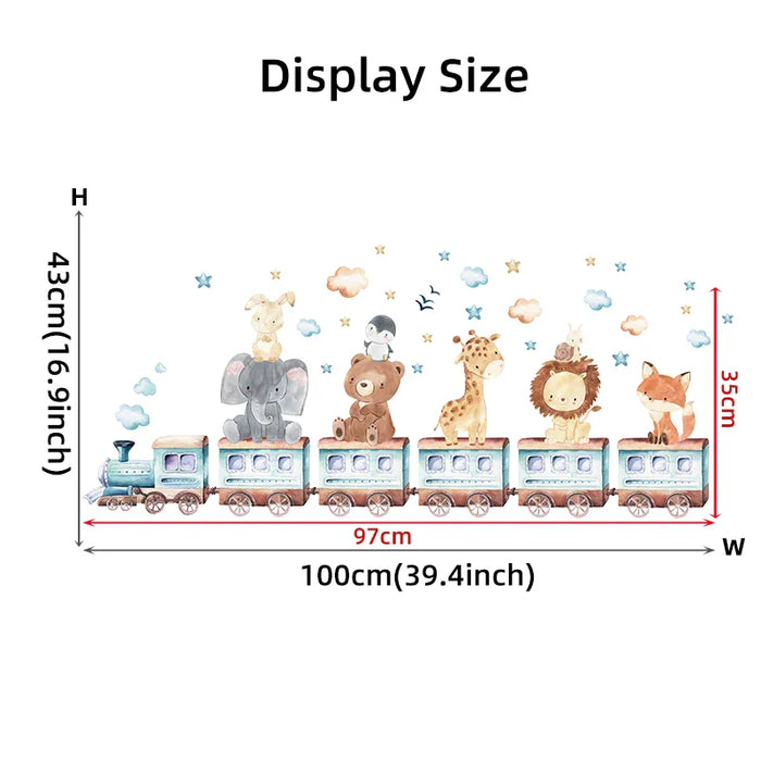 Adorable Animal Train Wall Stickers For Kids Room Decor