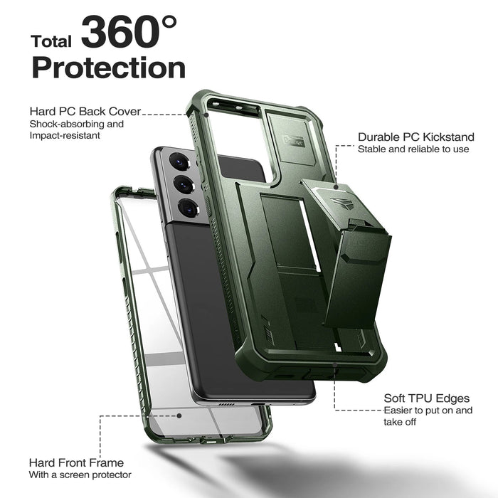 For Samsung Galaxy S21 Ultra 5G Full Body Bumper Military Grade Armor Shockproof Shell Case With Built In Screen Protector
