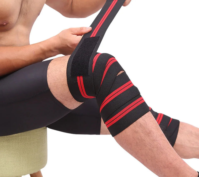 2 Pack Flexible Knee Wraps For Weightlifting Support For Squats Leg Press & Cross Training