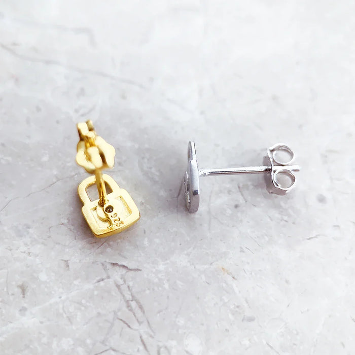 925 Sterling Silver Ear Stud Lock Handcrafted Gift For Women