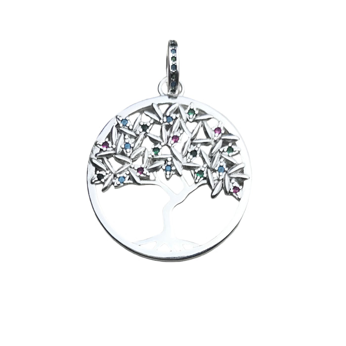 925 Sterling Silver Bohemia Nature Colourful Tree Pendant Happy Gift For Women
