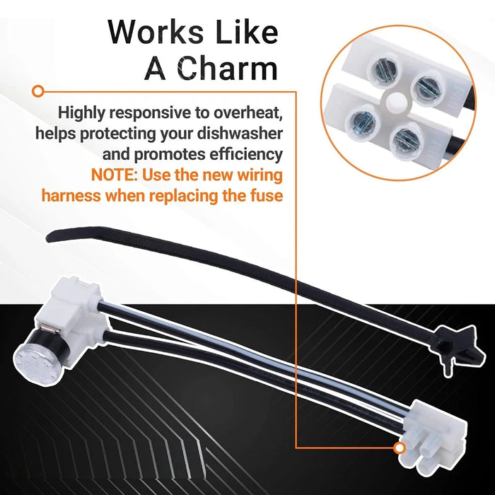 W10258275 Dishwasher Bimetal Thermal Fuse For Whirlpool & Kenmore Dishwashers - Replaces 661663 Ps2360984 Ap4423189