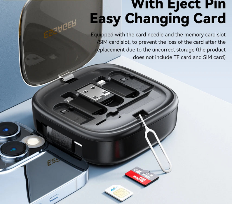Usb C To Tpye C Cable Pd 60W To Micro Lightning Fast Charging Data Travel Multi Functional Cord With Holder Storage Box