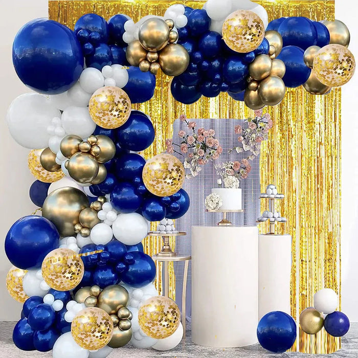 149Pcs Blue Gold Balloon Arch Garland Set Crown Foil Balloon Birthday Party Anniversary Graduation Decoration Supplies