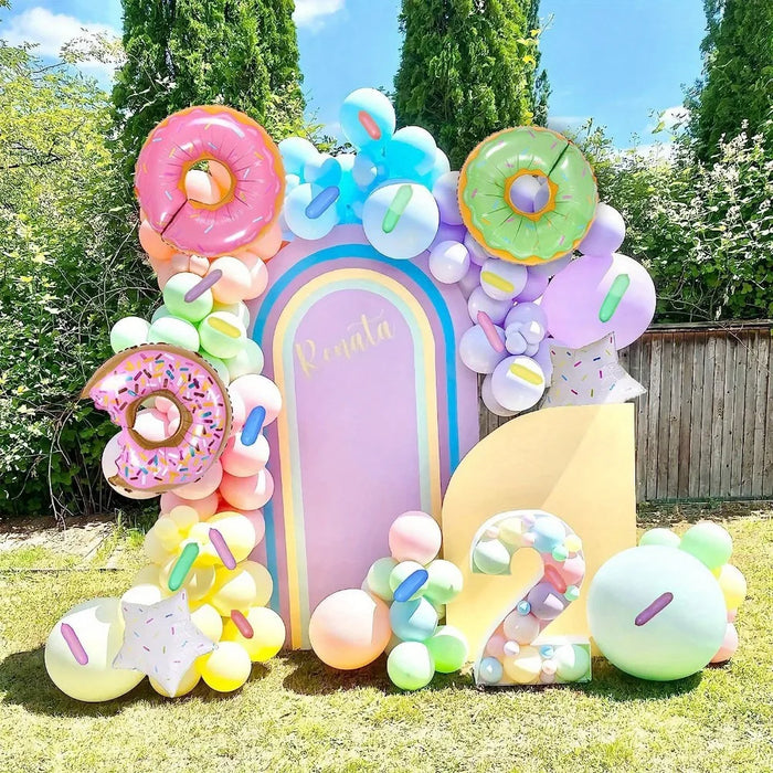 148Pcs Rainbow Ice Cream Doughnut Balloon Arch Set Summer Ice Cream Party Birthday Party Decoration Holiday Supplies