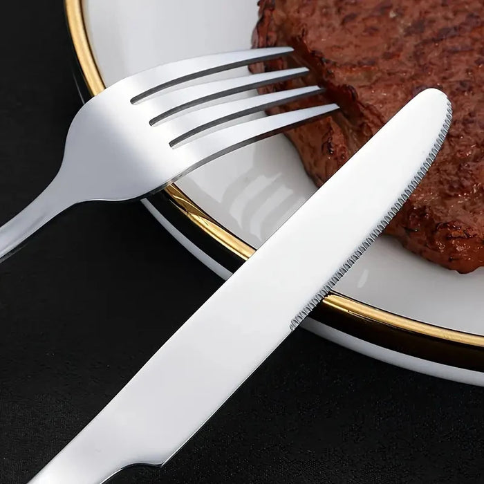 6 / 30 Piece Stainless Steel Tableware Set High End Silver Cutlery For Kitchen & Restaurant