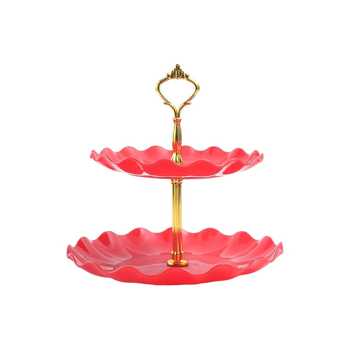 Round Double Layer Cake Stand For Weddings And Parties