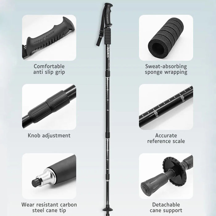 Ultralight Telescopic Hiking Poles Shock Absorbing Walking Cane