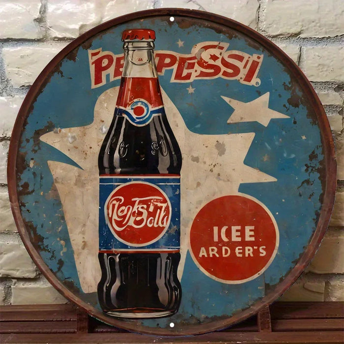 Retro Pepsi Metal Sign Colorful Cartoon Style
