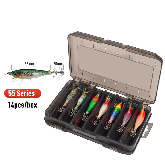 14Pcs Luminous Squid Jig Set With Bkk Hook