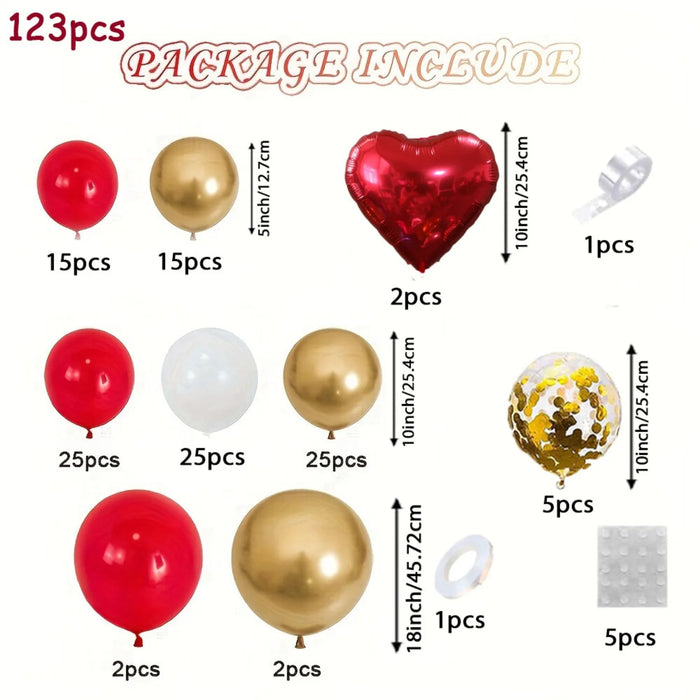123Pcs Red And Gold Balloon Garland Arch Kit For Weddings Birthdays Anniversaries Valentine'S Day Bridal Party Celebrations