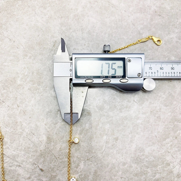 925 Sterling Silver Gold Chain Necklace With White Stones Fine Jewelry For Women European Design