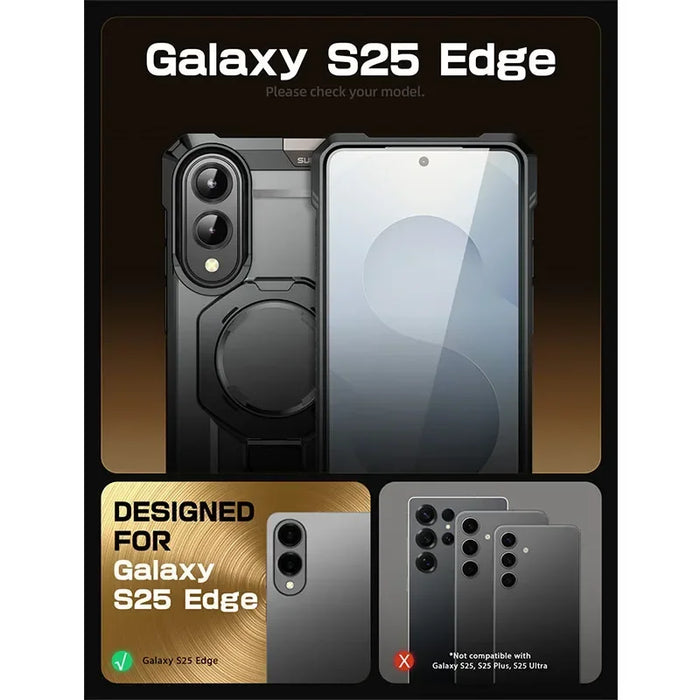 For Samsung Galaxy S25 Edge 6.7 Inch Ub Grip Military-Grade Protection Heavy Duty Magnetic Phone Case With Stand