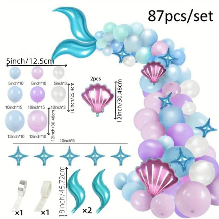 87Pcs Mermaid Themed Scene Decoration Summer Party Decoration Wedding Decoration Birthday And Sweet Celebration