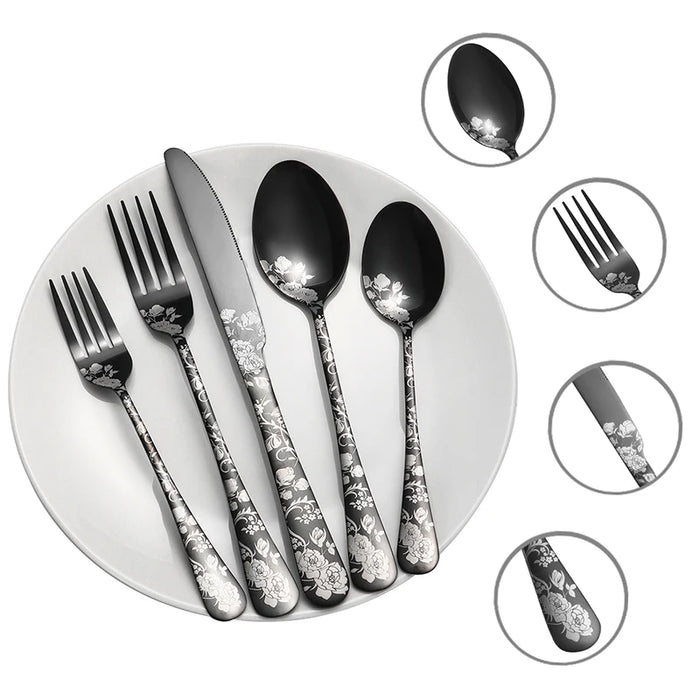 5 / 20 Piece Printed Stainless Steel Tableware For Hotels Western Steak Knife And Fork