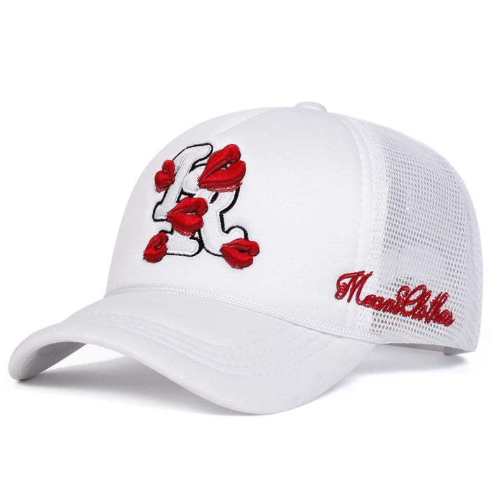Embroidered Lips Baseball Cap Adjustable Sun Hat For Spring / Summer