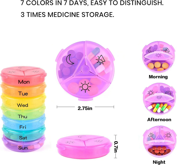 Large 3X Daily Pill Organizer 7 Day Travel Case
