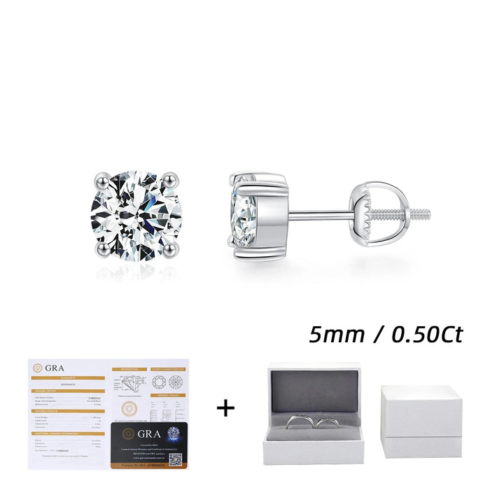 925 Sterling Silver 2.00Ct Moissanite & Lab Diamond Stud Earrings For Womend Colour