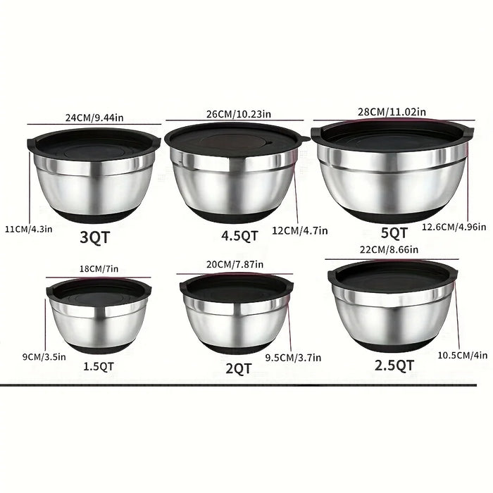 18 Piece Stainless Steel Mixing Bowl Set With Sealing Lids And Grater Attachment