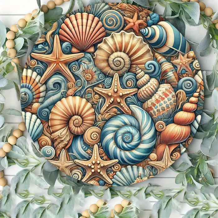 Coastal Iron Wall Art With Seashell Motifs 8-Inch Decor For Home Or Office