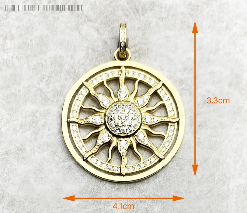 925 Sterling Silver Sun Star Cz Pave Pendant Fine Jewelry For Men & Women