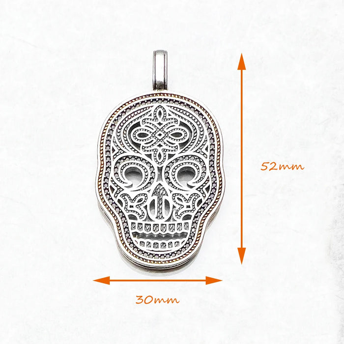 925 Sterling Silver Skull Mask Pendant Yellow Jewelry For Men & Women