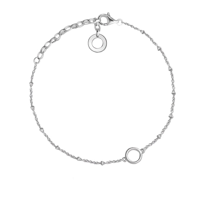 925 Sterling Silver Adjustable Fine Bracelet With Filigree Charm And Round Eyelets European Jewelry For Women